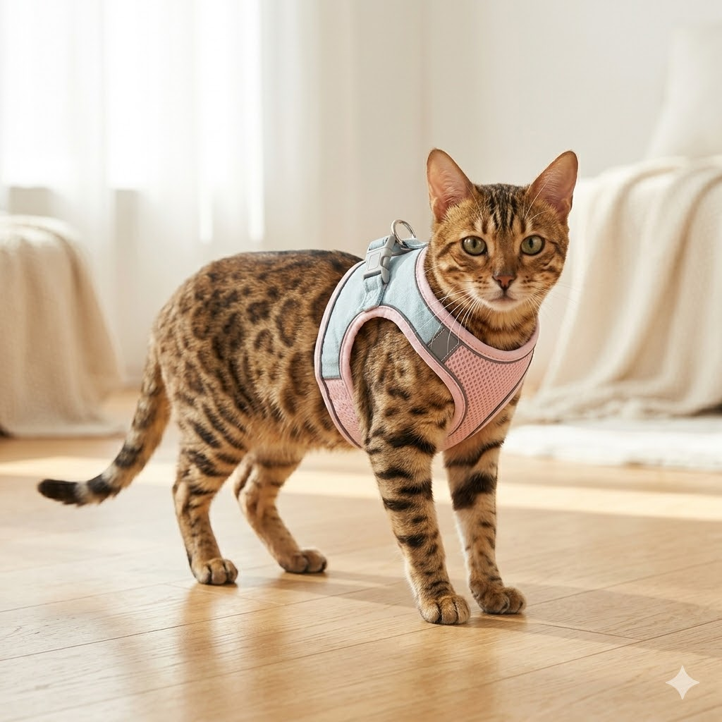 Harnais Chat Réfléchissant – Avec Laisse Incluse